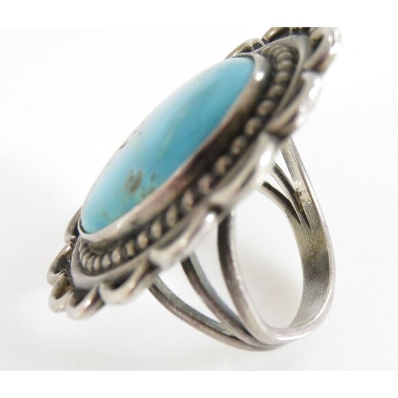 Old Pawn Pilot Mountain Turquoise Sterling Silver Ring Size 6.75 - Picture 8 of 9